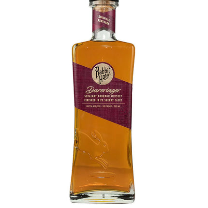 Bottle of Rabbit Hole Distilling whiskey on a white background
