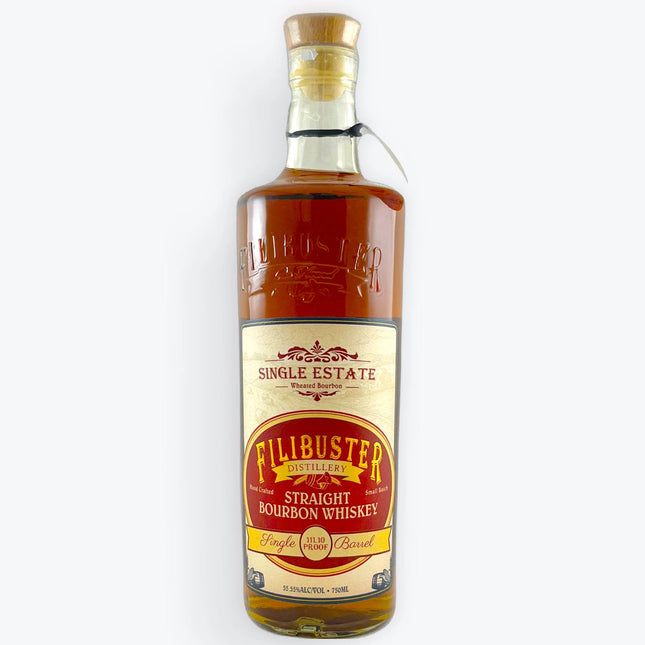 Bottle of Flibuster Straight Bourbon Whiskey on a white background