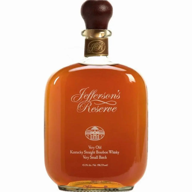 Bottle of Jefferson's Reserve bourbon whiskey on a white background