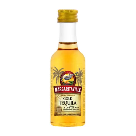 Bottle of Margaritaville Gold Tequila on a white background