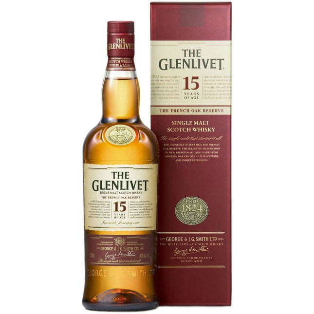 GLENLIVET FRENCH OAK - 15 YR 80 Proof 750 ml - Wine barrel Plus