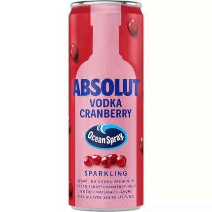 ABSOLUT RTD OCEAN CRANBERRY SPARKLING 1PK 355ML - Wine barrel Plus